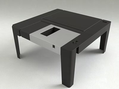 Modern Square Coffee Table In Black And Silver With Sleek Minimalist Design 3d model