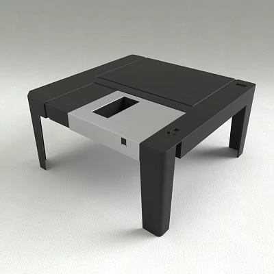 Modern Square Coffee Table In Black And Silver With Sleek Minimalist Design 3d model