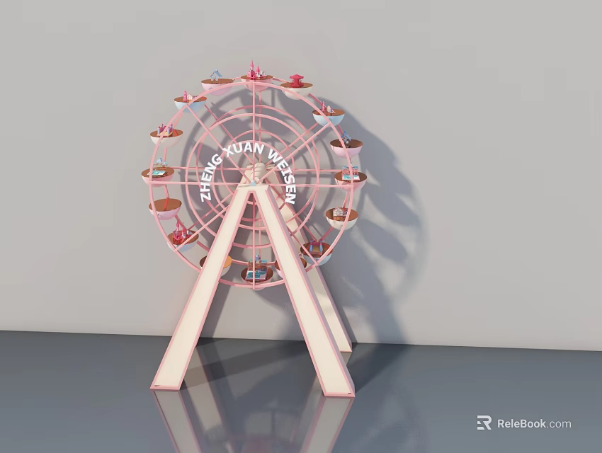 Inflatable Pink Ferris Wheel Decoration for Happy Birthday Party Celebrations 3d model 