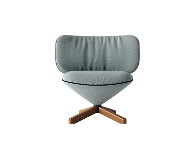 Light Gray Upholstered Single Sofa with Pleated Design and Wooden Cross Base 3d model