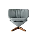 Light Gray Upholstered Single Sofa with Pleated Design and Wooden Cross Base