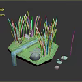 Asian Environment Asian Bridge Chinese Bridge Cartoon Bridge Stream Small Bridge Game Environment Game Scene 3d model