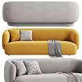 Modern Yellow And Gray Sectional Sofa With Decorative Pillows And Throw Blanket 3d model