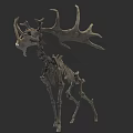 Detailed Deer Skeleton Model With Large Antlers And Bone Structure 3d model