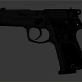 Modern Black Pistol Detailed Firearm Design On Isolated Gray Background