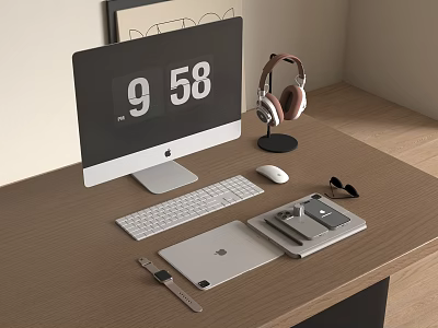 Computer Desktop Computer Tablet Laptop Headset Mobile Phone 3d model