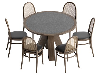 Middle style dining table and chair combination 3d model