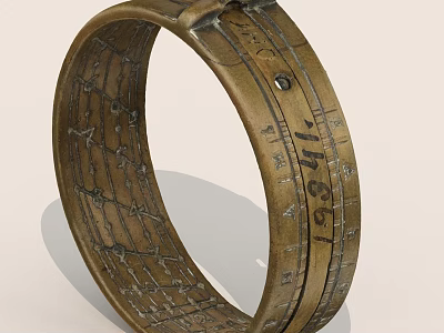 Detailed Ancient Bronze Circular Instrument With Engraved Scales And Inscriptions 3d model