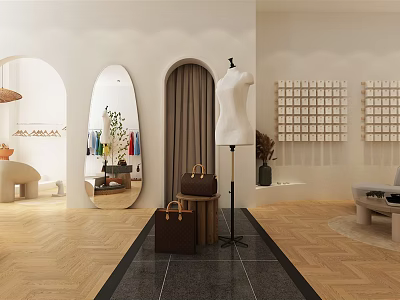 Modern Public Office Space With Open Layout Desks Sofa And Green Plants 3d model