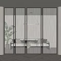 Modern Glass Room Divider With Metal Frame For Living Room Interior Design
