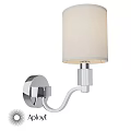 Modern Wall Sconce Lighting Fixture With Chrome Curved Arm And White Fabric Shade