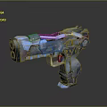 Futuristic Sci Fi Gun Weapon With 3D Model Mechanical Structure And Blue Gray Metallic Texture 3d model