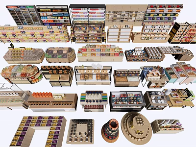 Various Design Retail Showcase Shelves With Multiple Layers For Store 3d model
