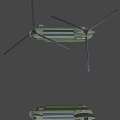 Green Military Helicopter Flying With Rotors Landing Gear And Windows In Blue Sky