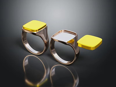 Modern Ring Gemstone Ring Women's Ring 3d model