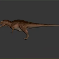 3D Render of Brown Tyrannosaurus Dinosaur in Standing Pose with Gray Gradient Background