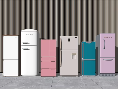 Various Colored Refrigerators And Freezers With Modern Designs For Home Use 3d model