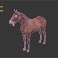 Brown Horse Standing With Open Mouth On Gray Background In Lifelike Pose
