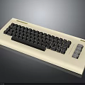 Vintage Commodore Electronic Keyboard with White Body Black Keys and Side Key Section 3d model