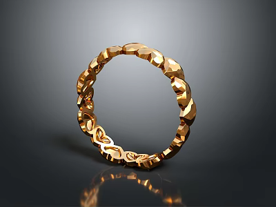 Modern Gold Ring With Geometric Pattern And Shiny Surface Fashion Accessory 3d model