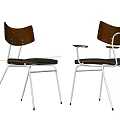 Nuevo Modern Dining Chairs With Wooden Backrest Black Seat And Metal Legs
