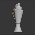 Silver Metal Trophy With Spiral Design Textured Surface And Reflective Base 3d model