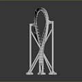 White Curved Roller Coaster Track Model With Support Structures And Reflective Surface