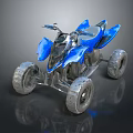Rugged Terrain Featuring Blue All Terrain Vehicle With Silver Frame And Large Tires