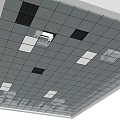 Modern Grid Ceiling Design With Recessed Lights And Ventilation Panel