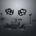 High Quality VR Gaming Headset With Controllers Microphones And Cables For Computer 3d model