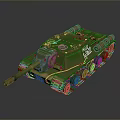 Military Tank With Green Camouflage Paint Tracks Long Cannon And Turret Structure For Military Operations
