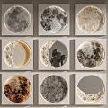 Modern Lunar Phase Wall Lamps with Circular Design and Neutral Tones 3d model