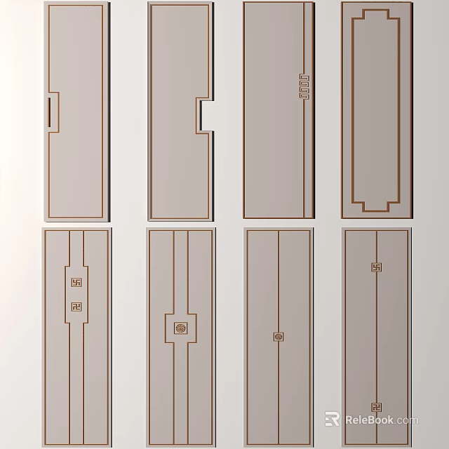 Various Chinese Traditional Wooden Door Panel Designs With Decorative Patterns 3d model