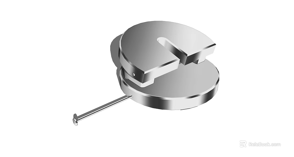 Silver Metal Decorative Ornament Set With Modern Minimalist Circular Base And U Shaped Top 3d model 