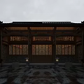Traditional Ancient Architecture Courtyard With Wooden Roof Carved Windows People And Stone Floor