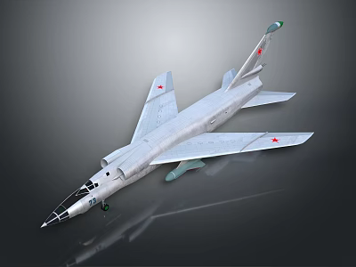 Silver Gray Military Aircraft with Red Star Emblems Streamlined Design and Aerodynamic Shape 3d model