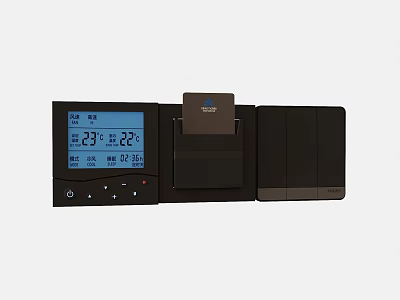 Black Electronic Temperature Control Device With Digital Display Screen Temperature Readings Control Buttons And Card Slot 3d model