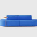 Blue Modern Multi Person Sofa With Modular Design And Orange Circular Accents 3d model