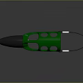 Green Weapon With Black Tip And Three Circular Holes On Handle With Lanyard