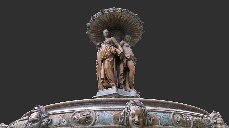 Urban Architecture Complex With Classical Sculptural Figures And Ornate Carvings 3d model