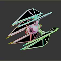 Advanced Spacecraft Starfighter With Geometric Wings White Black Design And Engine Details