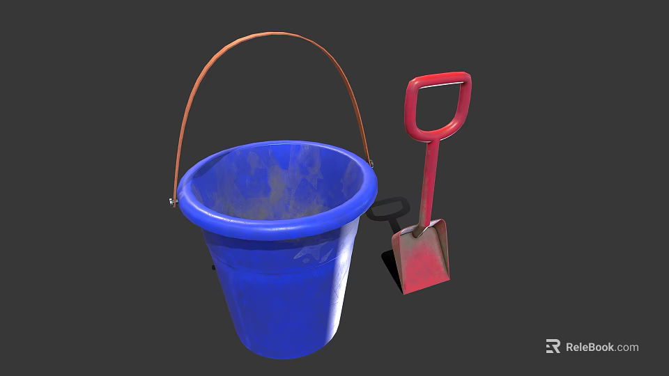 Sports Equipment Set With Blue Plastic Bucket And Red Shovel For Outdoor Sports Activities 3d model 