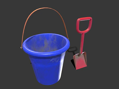 Sports Equipment Set With Blue Plastic Bucket And Red Shovel For Outdoor Sports Activities 3d model