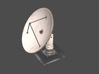 White Parabolic Satellite Dish Communication Equipment With Stable Base Mount And Signal Reception 3d model