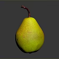 Fresh Ripe Yellow Orange Pear With Red Stem On Dark Background