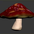 Fresh Red Shiny Mushroom with Spotted Cap and White Stem as Edible Food