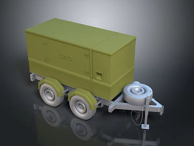 Green Utility Trailer With Two Wheels Cargo Box Design And Hitch Mechanism 3d model