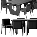 Modern Rectangular Dining Table And Chair Set With Wooden Top And Black Frame Chairs 3d model
