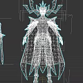 Game Fantasy Warrior Character With Gold Silver Armor Crown And Sword