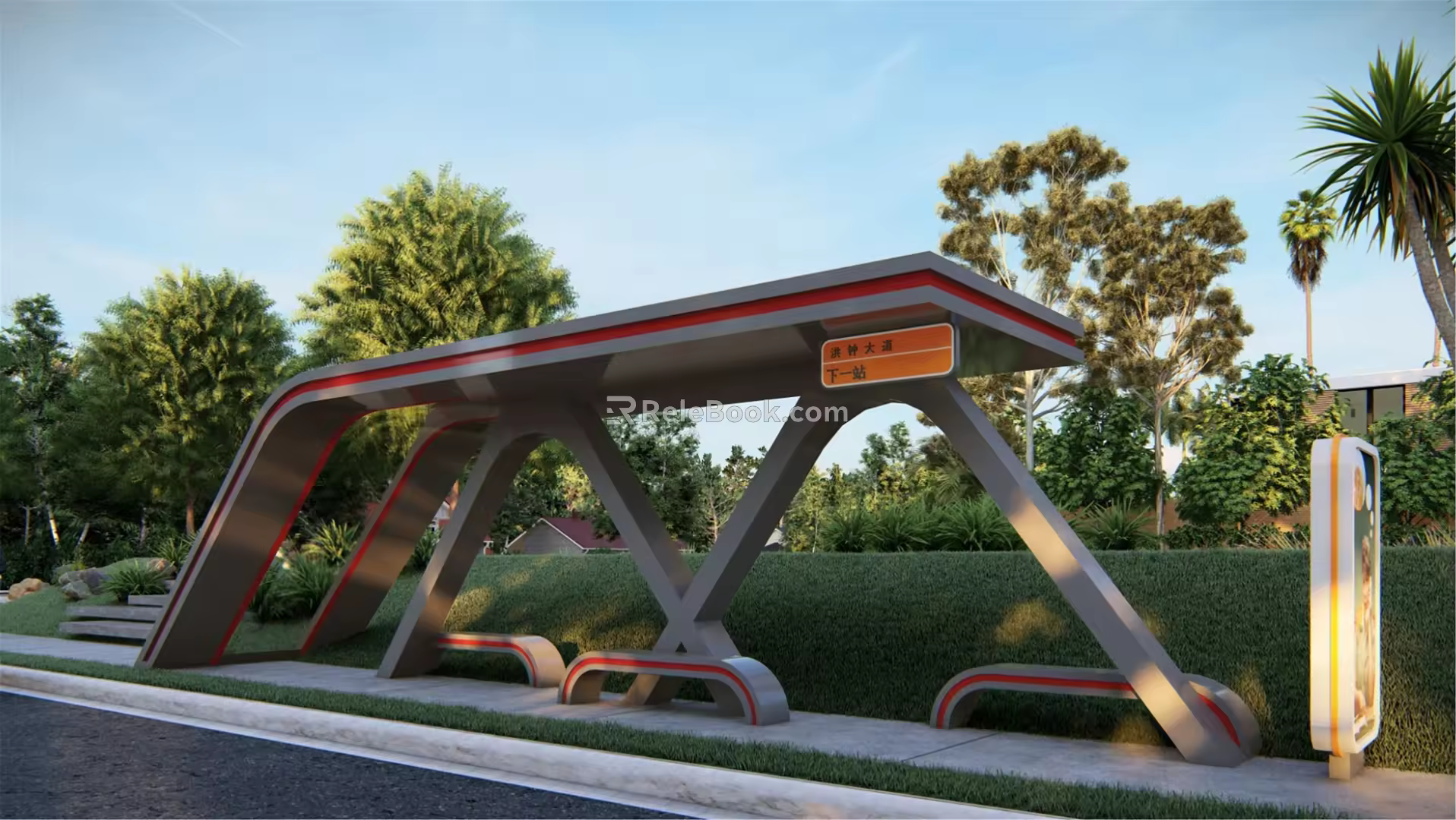 modern bus platform 3d model